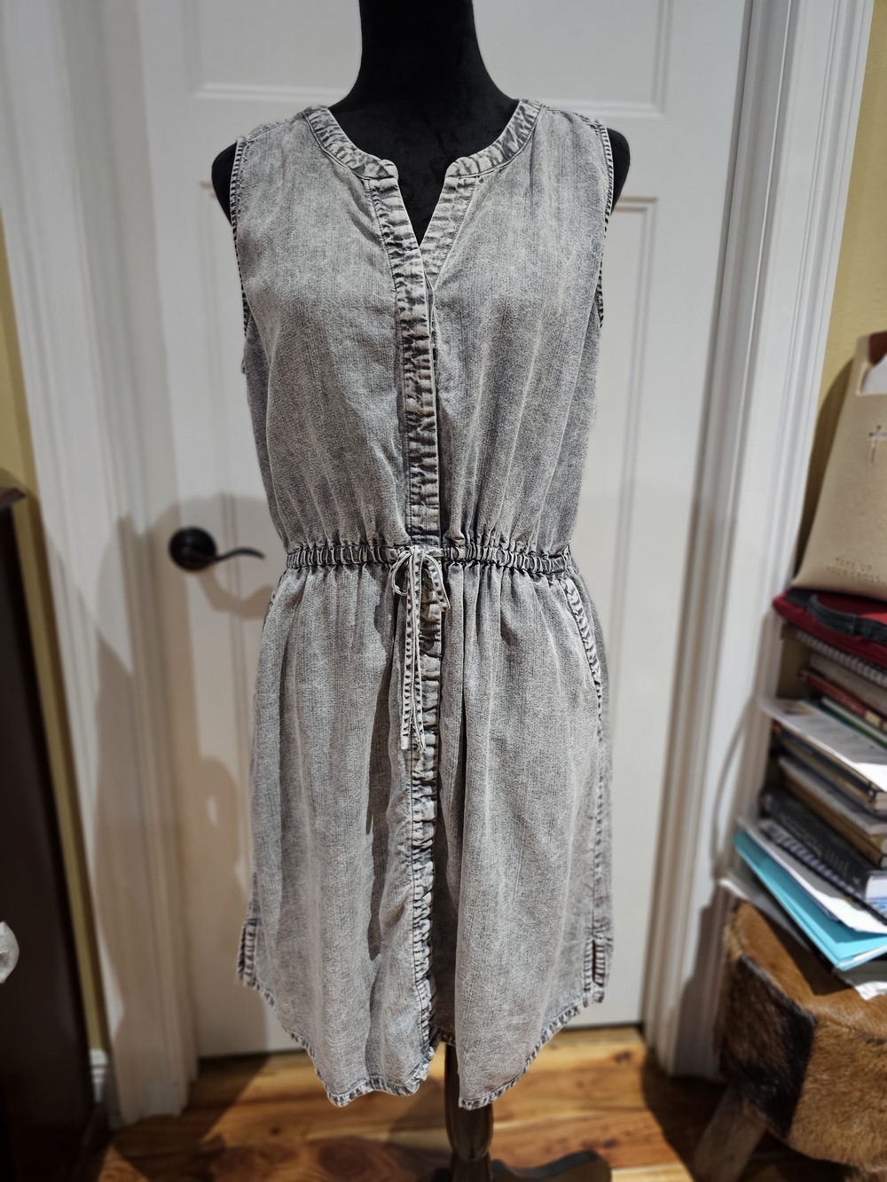 Jane and Delancey Washed Black Drawstring Dress